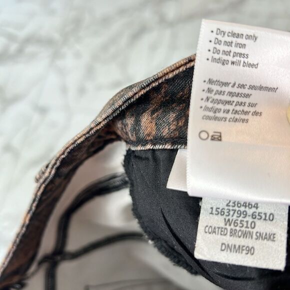 NWOT Paige Wax Coated Brown Snakeskin Print Hoxton Ultra Skinny Jeans Size 29 - Picture 13 of 13